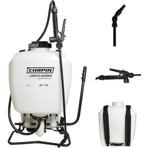 Chapin 60114 Made in USA 4-Gallon Backpack Sprayer with 3-Stage Filtration System Pump Pressured Sprayer, for Spraying Plants, Garden Watering, Lawns, Weeds and Pests, Translucent White