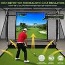 Golf Simulator Cage, 10x8ft Golf Practice Hitting Net with Triple-Layer HD Screen, 5x4ft Golf Mat with Dual Turf for Indoor &Outdoor, Gifts for Men Dad & Golfers