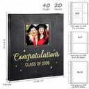 Pasimy Class of 2026 Graduation Album Self Adhesive Photo Scrapbook Congratulations 2026 Graduation DIY Album Leather Cover Memory Scrap Book with 40 Sticky Pages for 3x5 4x6 5x7 8x10 Pictures
