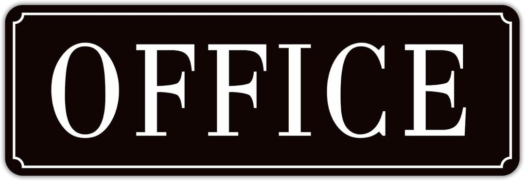 The Office Door Sign for Home and Business，Self-Adhesive Waterproof and Fade-Resistant Modern Office Sign Sticker for House，Business，Door, Window（Black）