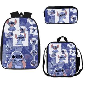 KOHREE Student Backpack Stitch Three-Piece Set 17 Inches