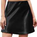 ALCEA ROSEA Women's Elegant Silky Satin Mini Skirt High Waist Short Skirt Leopard Print Mini A Line Skirts for Women