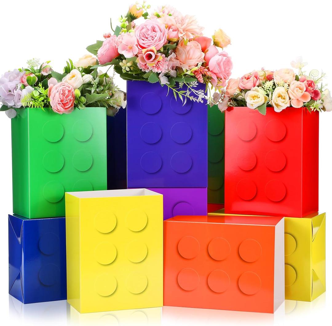 Maitys 12 Pcs Building Blocks Flower Boxes Centerpieces Square Planter Decorations Party Favor Florist Bouquet Packaging Storage Bucket Gift Boxes for Arrangement Florist Party Wedding