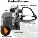 Passenger Side Mirror Compatible with 2014-2024 Ram Promaster 1500 2500 3500 (Short Arm) With Heated Turn Signal Light Manual Folding Power Glass 8 Pins Textured Black, Passenger Side-RH