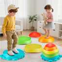 YOHOOLYO Stepping stone for kids, 5 Pack Non-Slip Child Balance Stones, Outdoor Indoor Play Toys, Rainbow Crab Design for Toddlers Kids 3-5 Gift