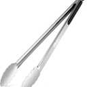 HOTEC Stainless Steel Kitchen Large Tongs for Grilling -16 inch Extra Long Grill Tongs Barbecue BBQLocking Metal Food Tongs Non-Slip Grip (Black)