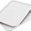 MANCHAP 12 Pack 13.8 x 10.6 Inch White Fast Food Tray, Rectangular Restaurant Serving Trays, Plastic Cafeteria Trays Food Trays for Restaurant, Coffee Shop