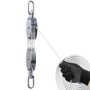 Block and Tackle Pulley System 60FT Rope Pulley Hoist Pulley System for Garage Kayak and Deer Hoist with Rope Pulley for Nylon
