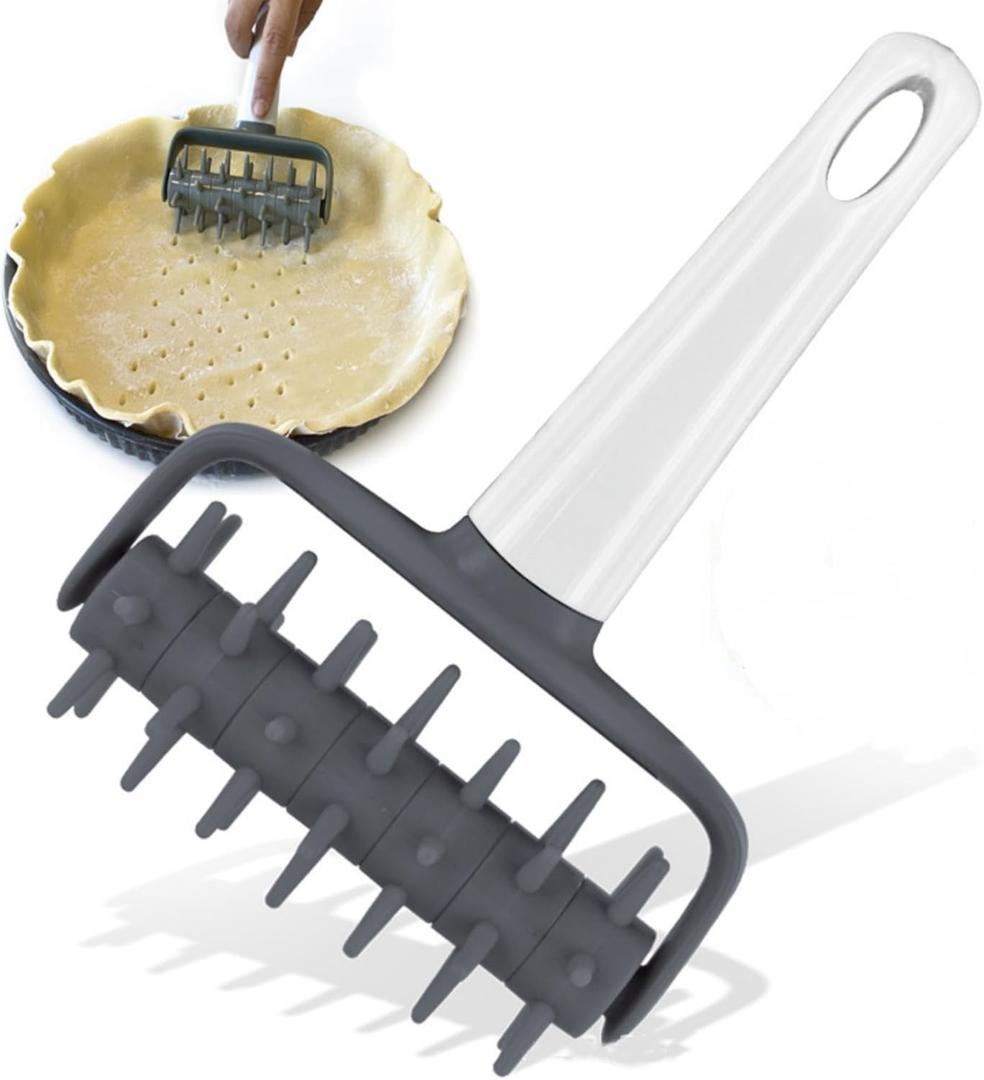 Pizza Dough Docker Roller - Bubble and Blistering Killer Time-Saver for Home Kitchen Pizza Making - Docking Tool Accessory (Gray)