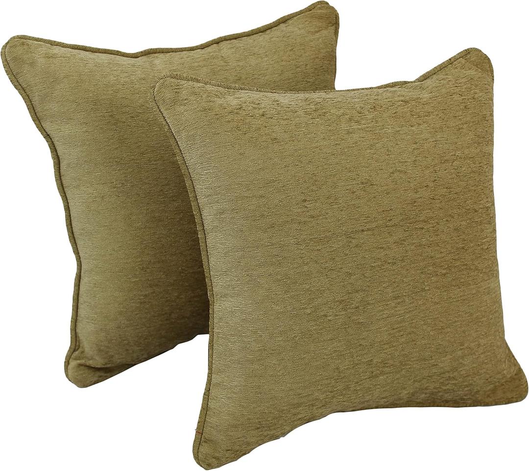Blazing Needles Corded Square Jacquard Chenille Throw Pillow, 18", Hawthorne Multi 2 Count