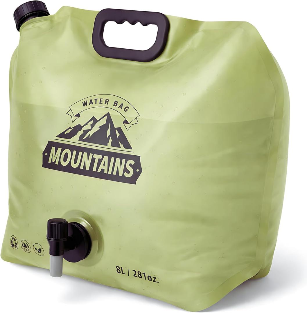 2 x Camping Water Container 2 Gallon Collapsible Water Jug with Spout - Reusable Plastic Flasks, Foldable Empty Gallon Jug for Water Storage, Water Bag for Outdoor Hiking Emergency Prep (1 Pack)