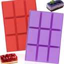 Silicone Mini Loaf Pan (2-Pack) 9 Cavities Non-Stick Baking Mold - Bread Cake Chocolate Mold, Suitable for Ice, Biscuits, Cakes, Jelly, Candy, Chocolate and So On.(Red and Purple)