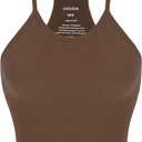 ODODOS Women's Seamless Cami Tops Ribbed Camisole Strappy Racerback Tank Top, Brunette, X-Small/Small (Brown, XS)