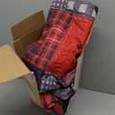 Queen Size Quilt Set Rustic Quilt Bedding Queen Quilt Bed Spread Coverlet Plaid Quilts Red Black Patchwork Bedding Country Lodge Cabin Bear Quilts Lightweight Reversible Home Quilt with 2 Pillow Shams