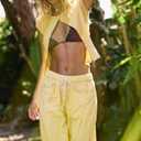 Free People Dupes Shirt Short Sleeve Cardigan Sweaters for Women Free People Dupe Summer Tops Cream Yellow, M (Yellow, M)