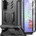FNTCASE for Samsung Galaxy A36-5G Case: for Galaxy A56-5G Case with [Built-in Screen Protector & Kickstand] [Military-Grade Drop Protection] Heavy Duty Protective Full Body Shockproof Rugged Black | Military Grade, Mobile Cover, with Kickstand, Textured Rugged, Shockproof