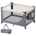 VEVOR Baby Travel Crib and Play Yard, Folding Baby Playpen with Soft Mattress Pad, Portable Toddlers Crib with Breathable Mesh and Travel Bag, Indoor/Outdoor Kid Activity Center for 0-36 Months Babies