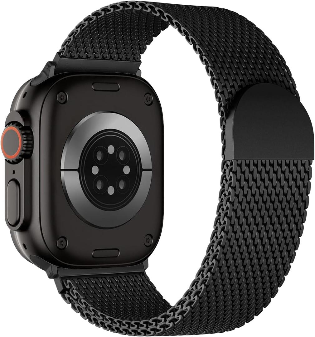 BXUXOHS Milanese Mesh Loop Compatible for Apple Watch Ultra 3/2/1 Band 49mm 46mm 45mm 44mm 42mm 41mm 40mm Men Women,Stainless Steel Metal Magnetic Strap for iWatch Series 11/10/9/8/7/6/5/4/SE 3/2/1