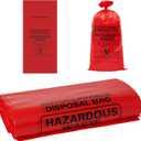 GUDGI 2-4 Gallon Red Polypropylene Biohazard Disposal Bags with Warning Label/ Sterilization Indicator, 24" x 12" x 12"x 3 mil(100 Pcs/ Pack)