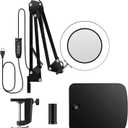 15X Real Glass Lens Magnifying Glass with Light – 3 Color Modes & Adjustable Brightness, Hands-Free Magnifier with Metal Base & Clamp for Crafts, Repair, Reading, Sewing, Painting & Close Work