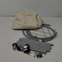 SONGMICS 50.2-Gallon (190 L) Laundry Basket with Wheels, Rolling Round Heavy-Duty Laundry Hamper Cart with Steel Frame and Removable Bag, 2 Locking Wheels, Cream White and Metallic Silver URLS01MZ