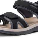 FitVille Women's Orthopedic Wide Sandals Strappy Arch Support Flat Sandals for Plantar Fasciitis & Swollen Feet | Adjustable Ankle Strap