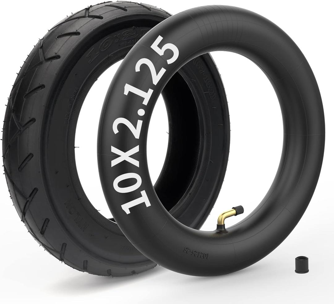 10x2.125 Tire and Inner Tube with 0 Valve Stem Compatible with Self Balancing Scooter, Smart Electric Bike, Bicycle, Tricycle, Stroller Replacement Wheels for 10-inch Tires with 6-inch Rims