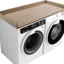 Kaboon Washer Dryer Countertop 58" x 28" Extra Large Version, Melamine Countertop with 3.5" Edge Rails, Laundry Room Organization, Oak(Grey Tone)
