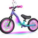 KRIDDO Toddler Balance Bike 2 Year Old, Colorful Lighting Kids Balance Bike for 2-5 Years Old, 12 Inch Balance Bicycle with Riding Buddy, Tool-Free, Adjustable Seat, Handlebar, Gift for 2-3 Girls Boys