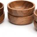 Acacia Wood Bowls: Handcrafted, Rustic, 6 Bowls of 3.75-inch, 0.25 liters Capacity Each