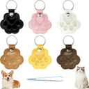6PCS Pet Hair Storage Keychain with Tweezer, Paw Shaped Leather Memorial Keepsake for Dog & Cat Hair, Sympathy Gifts for Pet Loss, Bag Charm Keychain for Pet Owners