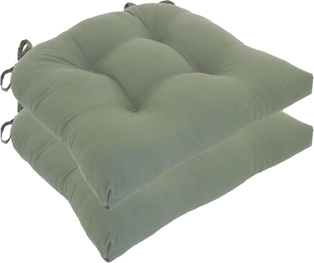 Arlee Micro Fiber Polyester Chair Pads, 2 Count (Pack of 1), Olive, 15L x 15W