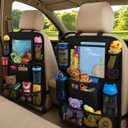 ULEEKA Car Backseat Organizer with 10" Table Holder, 9 Storage Pockets Seat Back Protectors Kick Mats for Kids Toddlers, Travel Accessories, 2 Pack