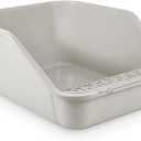 Large Cat Litter Box with High Sides,Cat Litter Pan for Indoor Big Cats,Open Top High Wall Kitty Litter Box with Low Entry for Kitten & Senior Cat,Easy to Clean,Anti-Splashing (Grey)