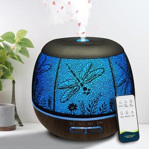 Roonbo Diffusers for Essential Oils Large Room 400ml,Essential Oil Diffuser for Home with R/C,Cool Mist Humidifiers for Bedroom,7 Colors Changed & 3 Mist Mode Waterless Auto Off for Decor Dragonfly