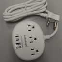 India to US Plug Adapter, India Plug Adapter with 3 American Outlets 4 USB Ports (2 USB-C) Total 24W, Type D Travel Adapter for USA to India Bangladesh Maldives Nepal Pakistan