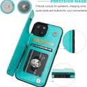 ONETOP Compatible with iPhone 14 Wallet Case with Card Holder, PU Leather Kickstand Card Slots Case, Double Magnetic Clasp and Durable Shockproof Cover 6.1 Inch (Light Blue)