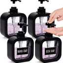 Foaming Soap Dispenser, 4 Pack 300ml (10oz) Plastic Refillable Foaming Hand Soap Dispenser with 16 Pcs Waterproof Labels, Foam Pump Bottle for Bathroom and Kitchen (Black)