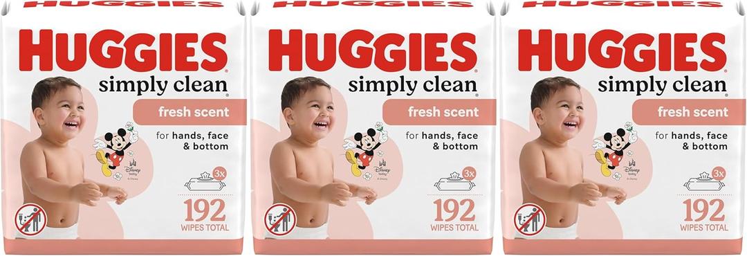 Huggies Simply Clean Fresh Scent Baby Wipes, Flip-Top Packs of 64 (192 Wipes Total) (Pack of 9)