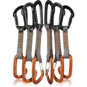 Quickdraw Set with Wire Gate Carabiner, 6-Pack, 11cm, Orange/Black