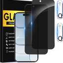 2+2 Pack Privacy Screen Protector for iPhone 17Air with Camera Lens Protector, 6.6 Inch Tempered Full Screen Glass Accessories, Anti-Spy, Bubble Free, Case Friendly