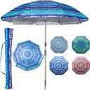 Blissun 7.2' Portable Beach Umbrella with Sand Anchor, Tilt Pole, Carry Bag, Air Vent, Blue