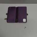 Defencase Compatible with iPhone 11 Case Wallet with RFID Blocking Card Holder for Women and Men, Fashion PU Leather Magnetic Snap Flip Zipper Strap Wallet Phone Case Fit for iPhone 11 6.1", Purple