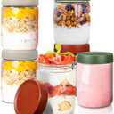Dandat 6 Pack 20 oz Overnight Oats Containers with Lids Glass Food Storage Jars for Kitchen Wide Mouth Glass Mason Jars for Oatmeal, Spices,yogurt, Sugar Leak Proof Containers