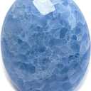 [Eusice] Blue Calcite Palm Stone, Polished Stones for Relaxation, Reiki Worrystone Gemstone, Natural Rocks from Madagascar, Chakra Healing Stone (Large)