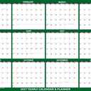 24" x 36" SwiftGlimpse 2027 Wall Calendar Erasable Large Wet & Dry Erase Laminated 12 Month Annual Yearly Wall Planner, Reversible, Horizontal/Vertical, GREEN
