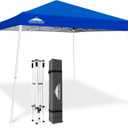 EAGLE PEAK 10x10 Slant Leg Pop-up Canopy Tent Easy One Person Setup Instant Outdoor Beach Canopy Folding Portable Sports Shelter 10x10 Base 8x8 Top (Blue)