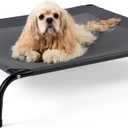 Cooling Elevated Dog Bed with Non-Slip Floor Protectors & Breathable Mesh, Raised Indoor & Outdoor Dog Cot Hammock, 34" L x 22" W x 8" Th, Small, Grey
