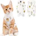 Cat Recovery Suit Female, Breathable Cat Onesie After Surgery Female for Abdominal Wounds or Skin Diseases, Surgery Recovery Suit Kitten Onesie After Spay Wear Anti Licking (Medium, Tiger)