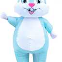 Farshine Easter Bunny Costume Adult Blow Up Rabbit Inflatable Costume Funny Blue Full Body For Women Men Cosplay Unisex Bunny Suit, 160cm-190cm [5.2ft-6.2ft]